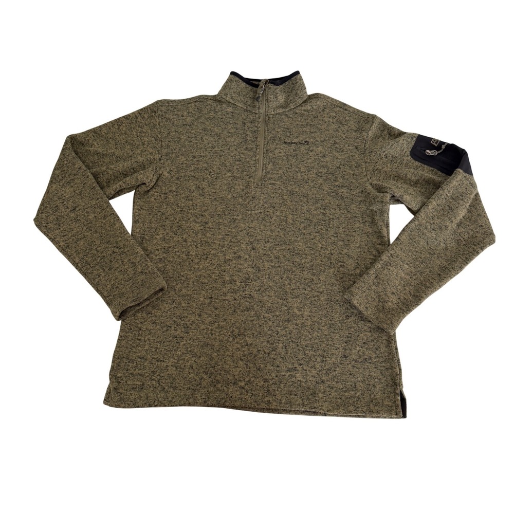 Avalanche Mens Large Olive Green Marl Quarter Zip Sweater Knit Fleece Pullover